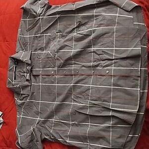 Grey, white, and maroon Sean John button up shirt